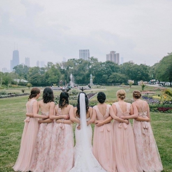 NWT WATTERS & WATTERS Anthropologie Pale Pink Pleated Bridesmaid Dress - Picture 3 of 14